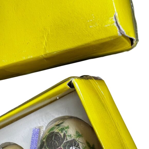 VTG Spring Easter Egg Paper Mache Floral Ornaments Made in Taiwan Lot of 12 NIB - Picture 9 of 10